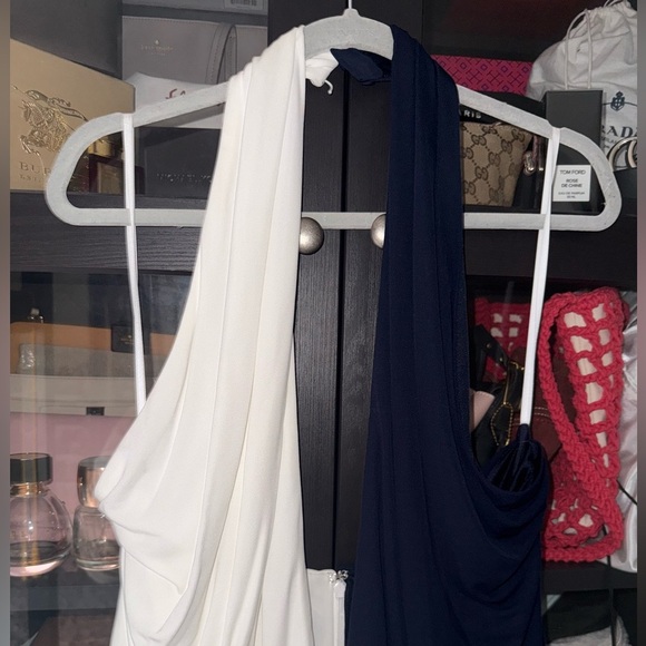 HALSTON Sondra Colorblock Jersey Halter Dress - Picture 4 of 14